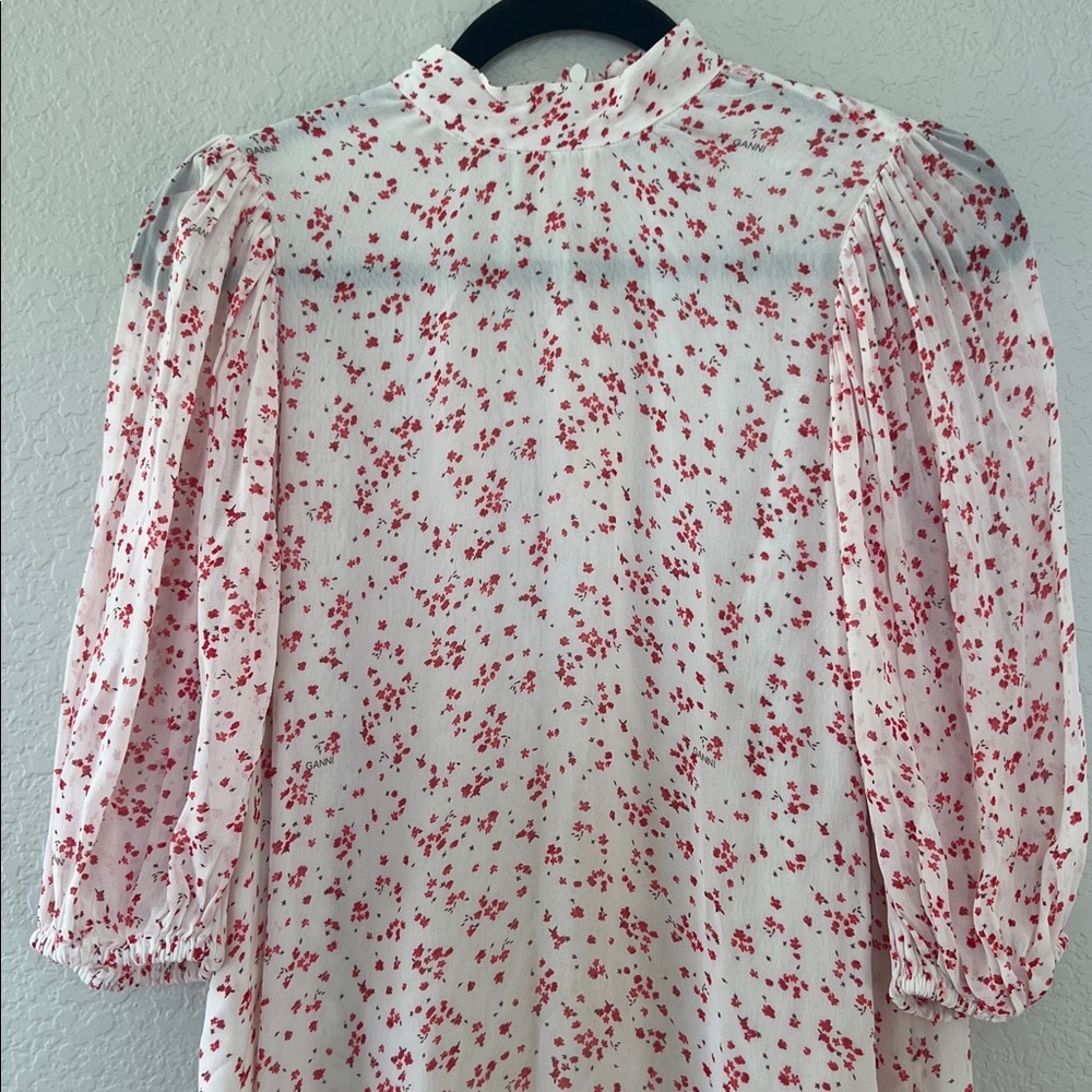 GANNI Printed Georgette Mini Dress. Size XS (34) - Picture 4 of 12